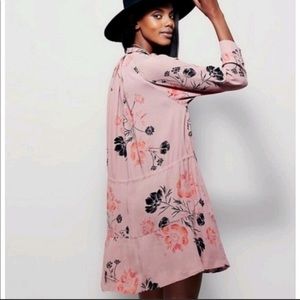 Free People Lena Mini Shirt Dress Pink/Coral Floral size xs